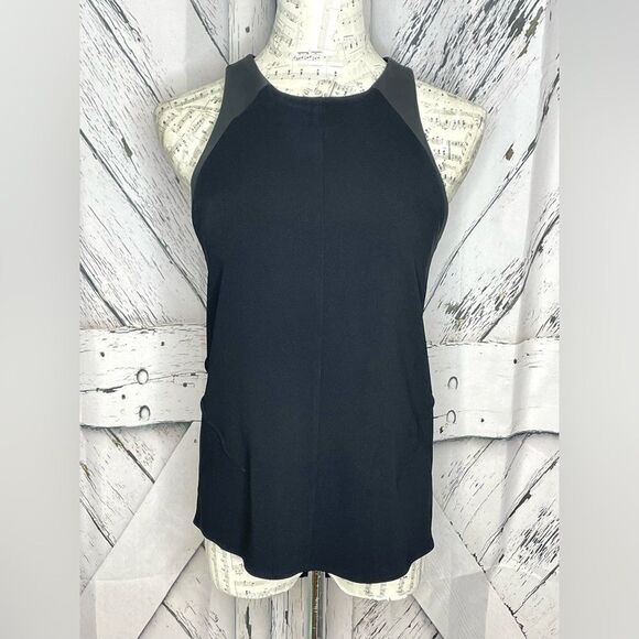 Rag & Bone Sleeveless Black Top Vegan Leather Trim S - Picture 3 of 9